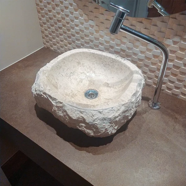 CUBA TRAVERTINO DE BALI ESCULPIDA A MÃO 53 X 37 X 16CM